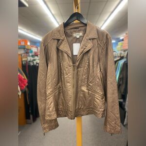Dressbarn XLarge Bronze Faux Leather Jacket